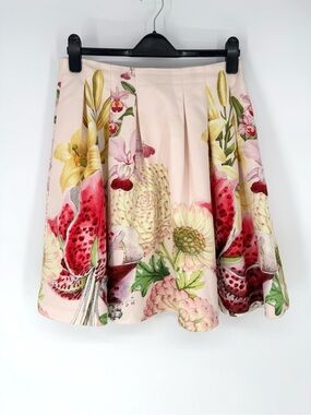 Ted Baker whimsical BoHo whimsy, romantic Pink Floral Circle Skirt with pockets